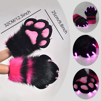 LED Light Up Fursuit Hand Paws - Wolf/Fox/Cat