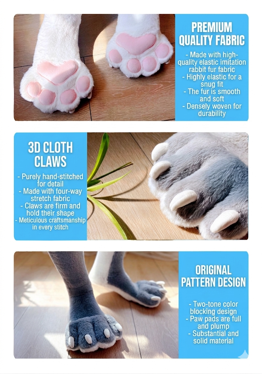 Fursuit Feet Paws - Claw Socks (Wolf/Fox/Cat)