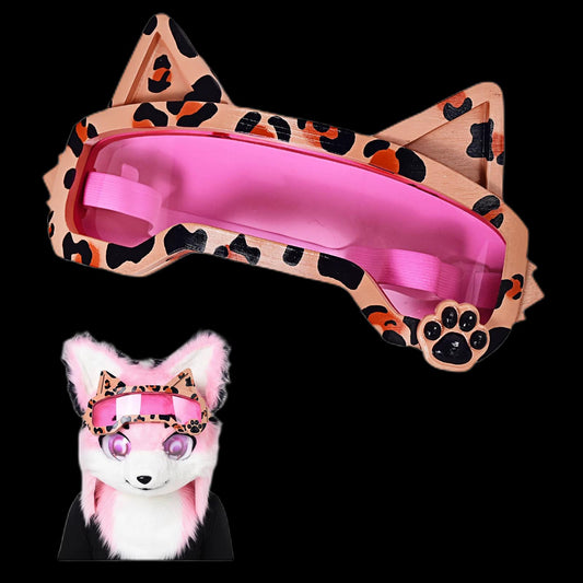 3D Printed Fursuit Goggles with Adjustable Cat Ear Headband | Kigurumi Furry Cosplay Accessory
