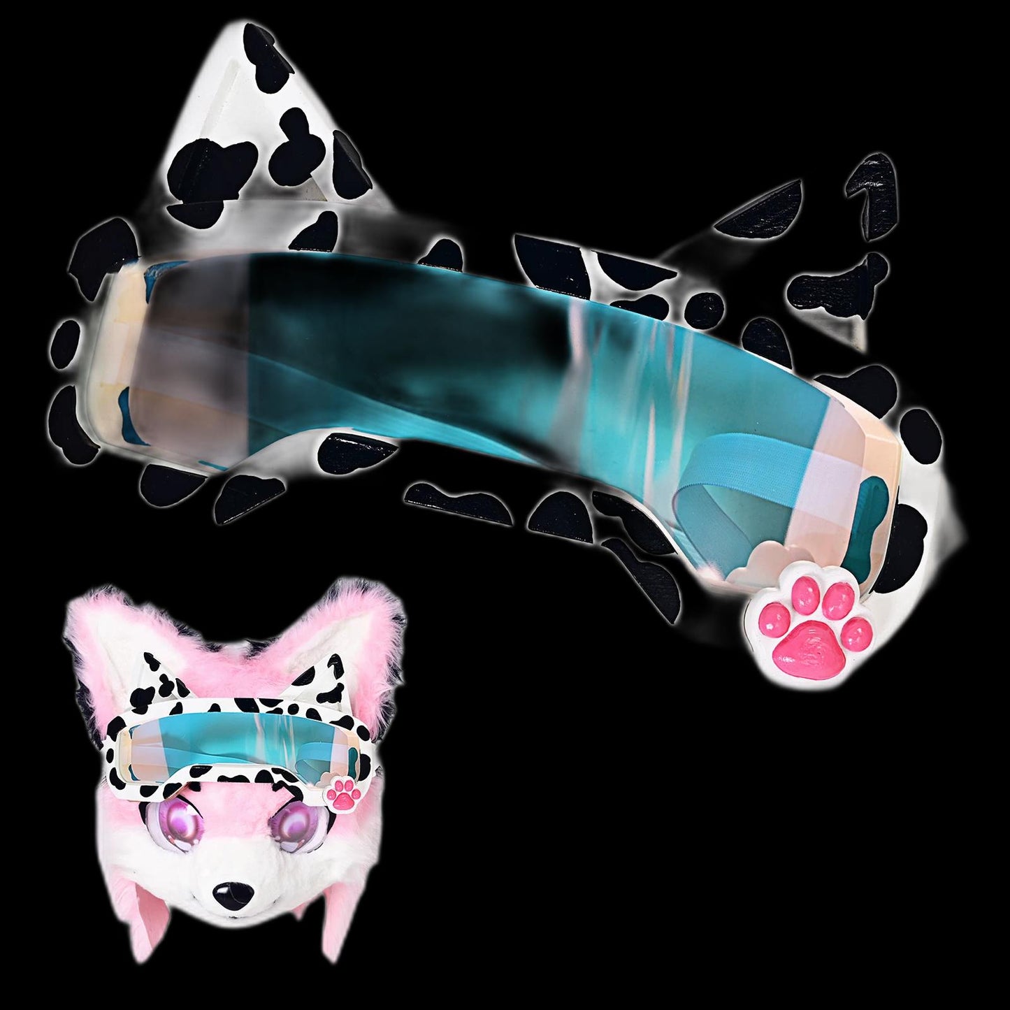3D Printed Fursuit Goggles with Cat Ear Headband